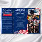 Military Veteran Funeral Program Template, Tri-Fold Funeral Program, Obituary Celebration Of Life Program, Canva Template, Digital Download - Editable Memorial Canva Template