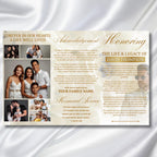 White Funeral Program Editable Template, Tri-Fold Funeral Program, Obituary Celebration Of Life Program, Canva Template, Digital Download - Editable Memorial Canva Template