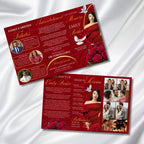 Tri-Fold Red Funeral Program, Celebration of Life Obituary Program, Memorial Program, In Loving Memory, Editable Canva Funeral Templates - Editable Memorial Canva Template
