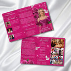Pink Funeral Program Editable Template, Tri-Fold(17x11) Funeral Program, Obituary Celebration Of Life Program, In Loving Memory Templates - Editable Memorial Canva Template