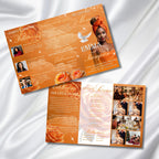Orange Funeral Program Editable Template, Tri-Fold(17x11) Funeral Program, Obituary Celebration Of Life Program, In Loving Memory Templates - Editable Memorial Canva Template