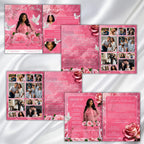 08 Pages Pink Roses Funeral Program Template, Bi-Fold Funeral Program, In Loving Memory, Obituary Celebration Of Life Program - Editable Memorial Canva Template
