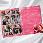 08 Pages Pink Roses Funeral Program Template, Bi-Fold Funeral Program, In Loving Memory, Obituary Celebration Of Life Program - Editable Memorial Canva Template