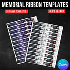 36 In Loving Memory Ribbon Canva Editable Template, Rest in Piece Ribbon Design, Funeral memorial Template, Digital Download - Editable Memorial Canva Template