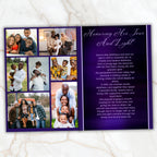 08 Pages Purple Funeral Program Template, Bi-Fold Funeral Program, Obituary Celebration Of Life Program, Digital Download - Editable Memorial Canva Template
