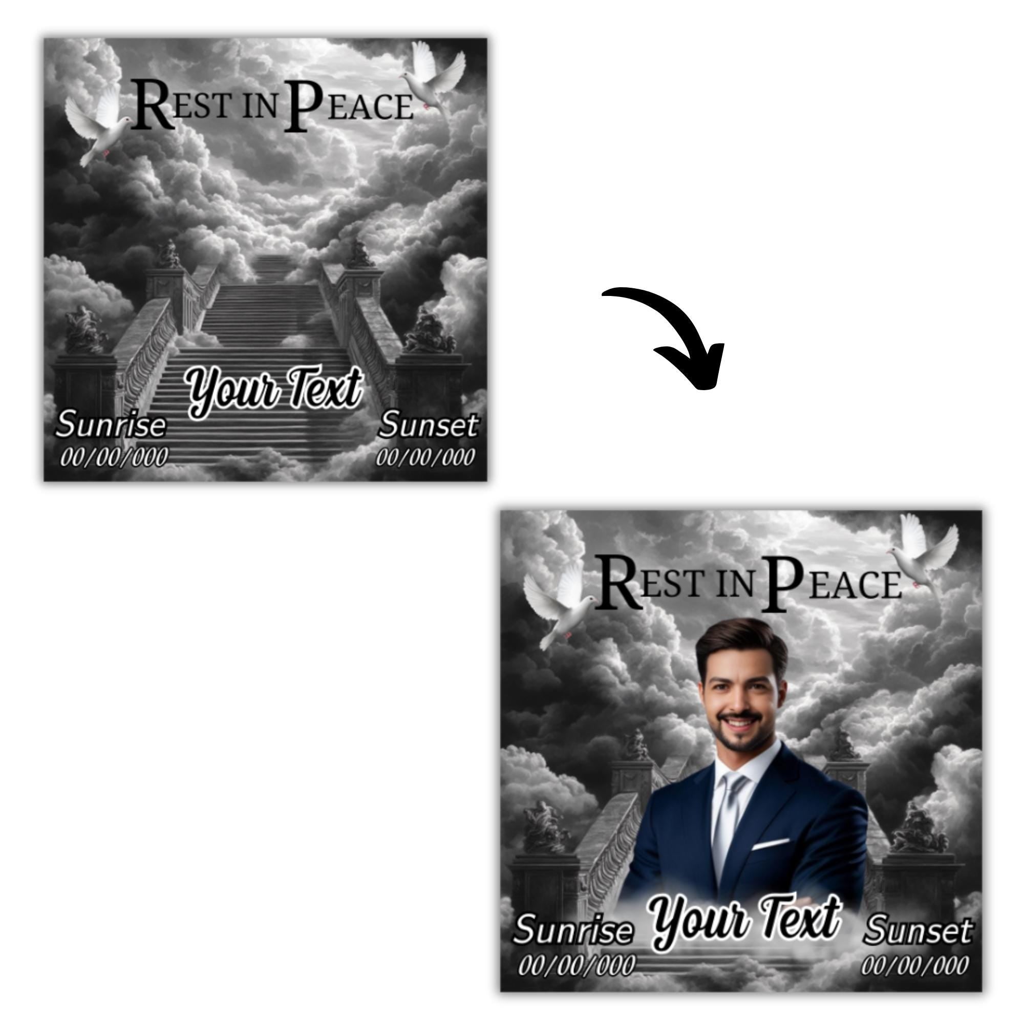 30 Rest In Peace Memorial Editable Templates, In Loving Memory Canva Templates , Funeral & Celebration of Life, Memorial Funeral Templates - Editable Memorial Canva Template