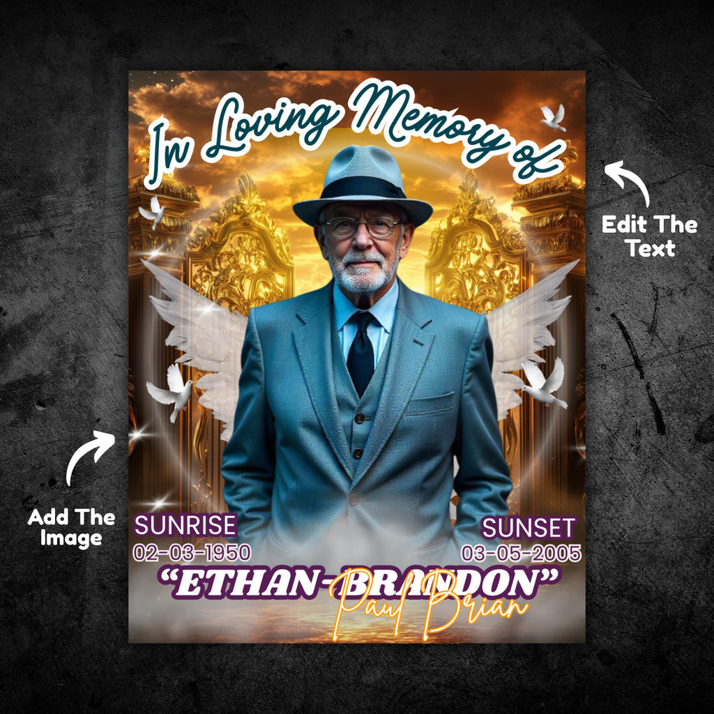 40 In Loving Memory Canva Editable Templates, Memorial Canva Editable Templates, Rest In Peace, Forever In Our Heart Canva Templates - Editable Memorial Canva Template