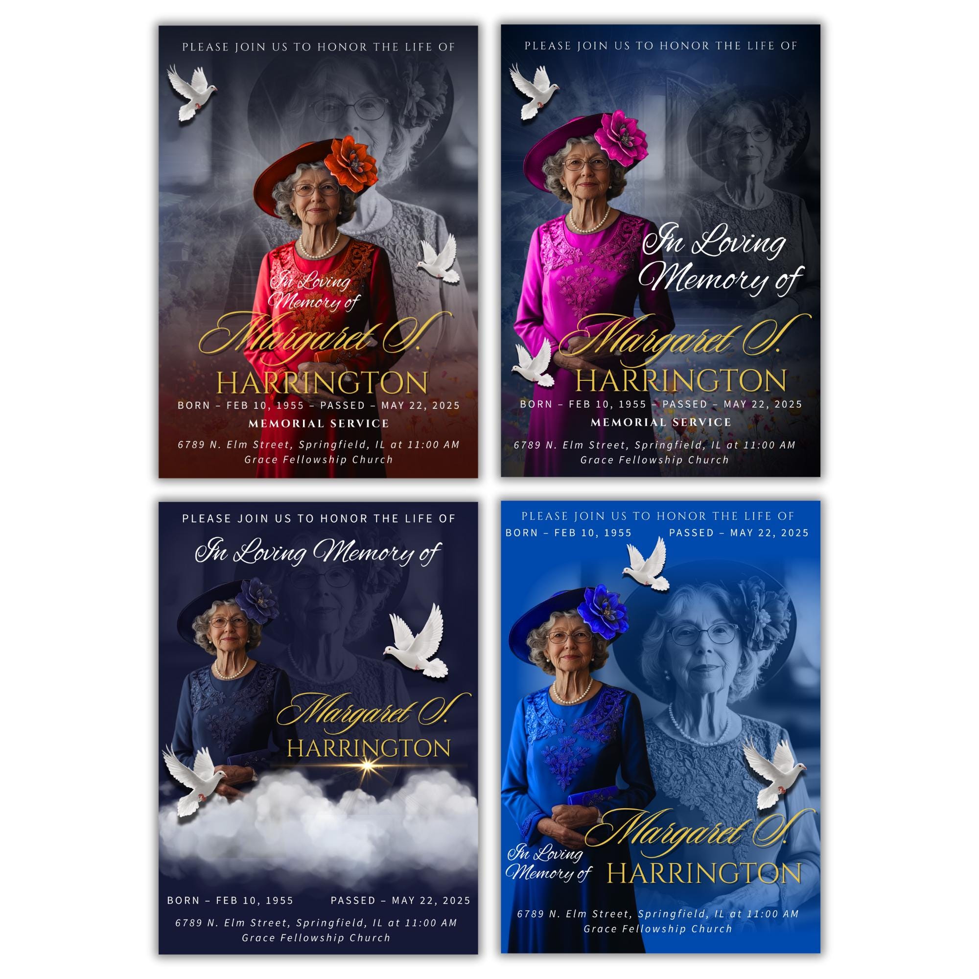 Memorial Funeral Announcement Flyer Canva Template, In Loving Memory Template, Funeral Memorial Template, Rest In Piece Template - Editable Memorial Canva Template