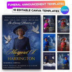 Memorial Funeral Announcement Flyer Canva Template, In Loving Memory Template, Funeral Memorial Template, Rest In Piece Template - Editable Memorial Canva Template