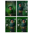 Memorial Green Funeral Announcement Flyer Canva Template, In Loving Memory Template, Funeral Memorial Template, Rest In Piece Template - Editable Memorial Canva Template