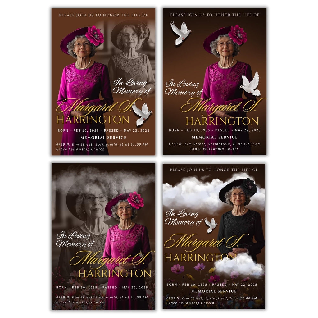 Memorial Funeral Announcement Flyer Canva Template, In Loving Memory Template, Funeral Memorial Template,Rest In Piece Template - Editable Memorial Canva Template