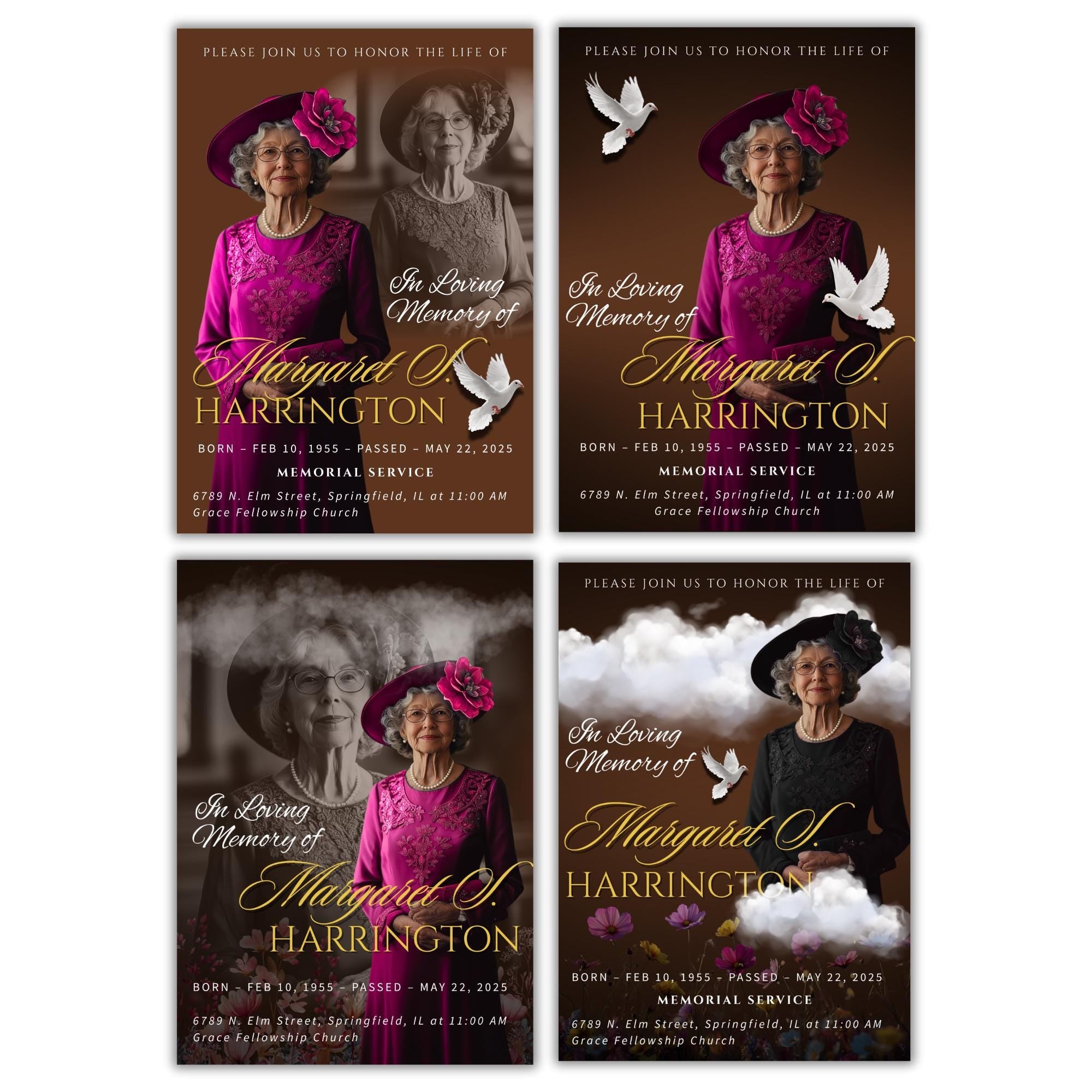 Memorial Funeral Announcement Flyer Canva Template, In Loving Memory Template, Funeral Memorial Template,Rest In Piece Template - Editable Memorial Canva Template