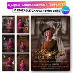 Memorial Funeral Announcement Flyer Canva Template, In Loving Memory Template, Funeral Memorial Template,Rest In Piece Template - Editable Memorial Canva Template