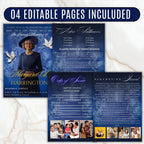 4 Pages Memorial Blue Funeral Announcement Flyer Canva Template, In Loving Memory Template, Funeral Memorial Template,Rest In Piece Template - Editable Memorial Canva Template
