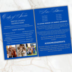 4 Pages Memorial Blue Funeral Announcement Flyer Canva Template, In Loving Memory Template, Funeral Memorial Template,Rest In Piece Template - Editable Memorial Canva Template