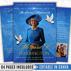 4 Pages In loving Memory Funeral Program Template, Memorial Funeral Announcement Flyer , Funeral Memorial Template,Rest In Piece Template - Editable Memorial Canva Template
