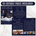 4 Pages In loving Memory Funeral Program Template, Memorial Funeral Announcement Flyer , Funeral Memorial Template,Rest In Piece Template - Editable Memorial Canva Template