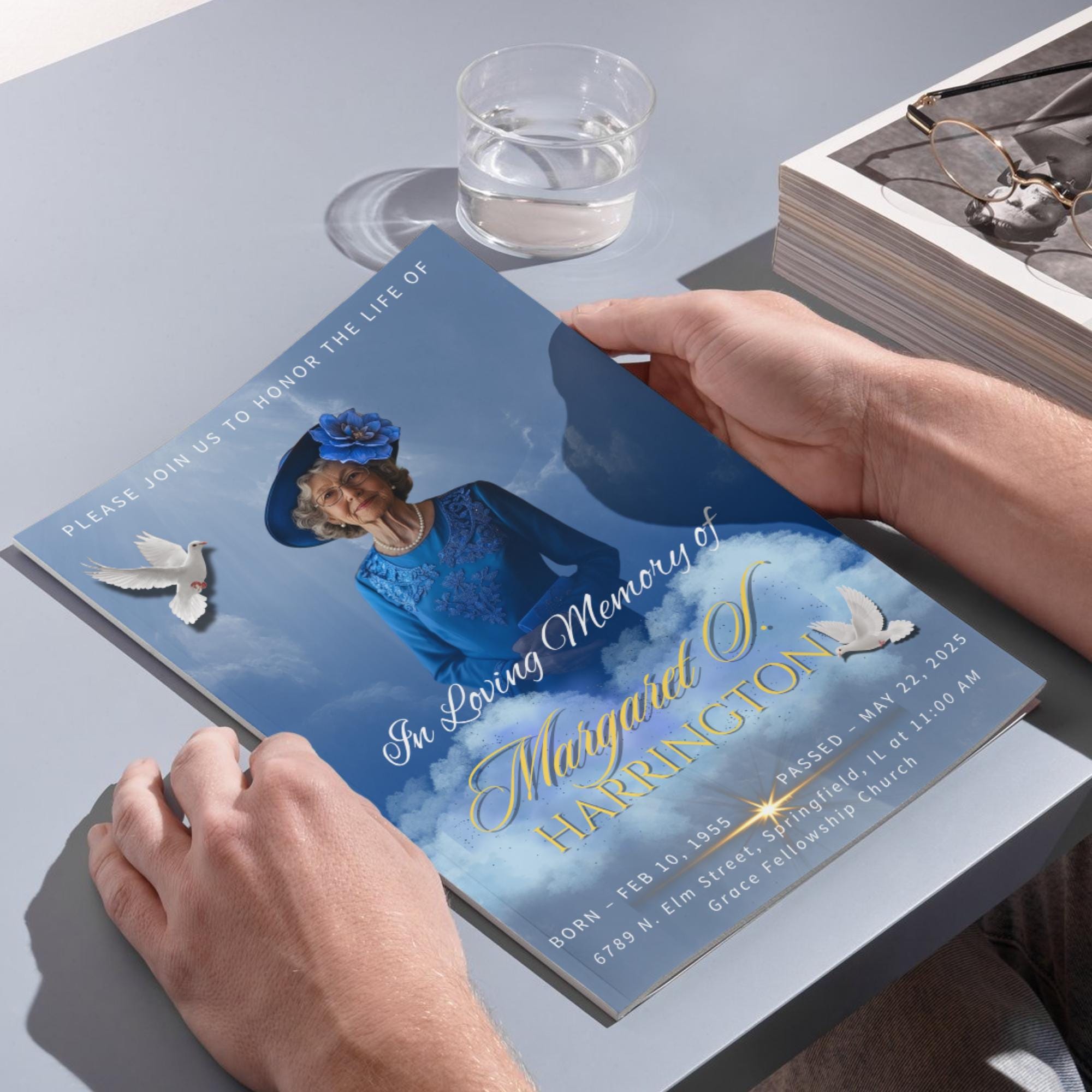 4 Pages In loving Memory Funeral Program Template, Memorial Funeral Announcement Flyer , Funeral Memorial Template,Rest In Piece Template - Editable Memorial Canva Template