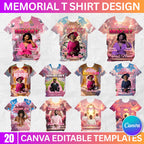 20 In Loving Memory Pink Canva Editable All Over T Shirt Templates, In Loving Memory Template, Rest in Peace, Memorial Editable Shirt Design - Editable Memorial Canva Template