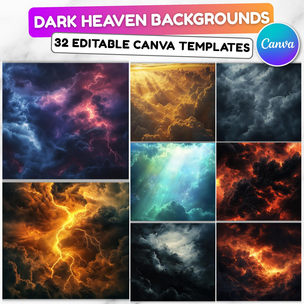 32 In Loving Memory Heaven Backgrounds Png Bundle, Memorial Backgrounds, Loving Memory Backgrounds, Heaven Stair Steps & Gate, Rest In Peace - Editable Memorial Canva Template