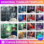 20 In Loving Memory Tumbler Canva Editable Template, Memorial Canva Editable Template, Add your Own Photo Canva Tumbler, Digital Download - Editable Memorial Canva Template