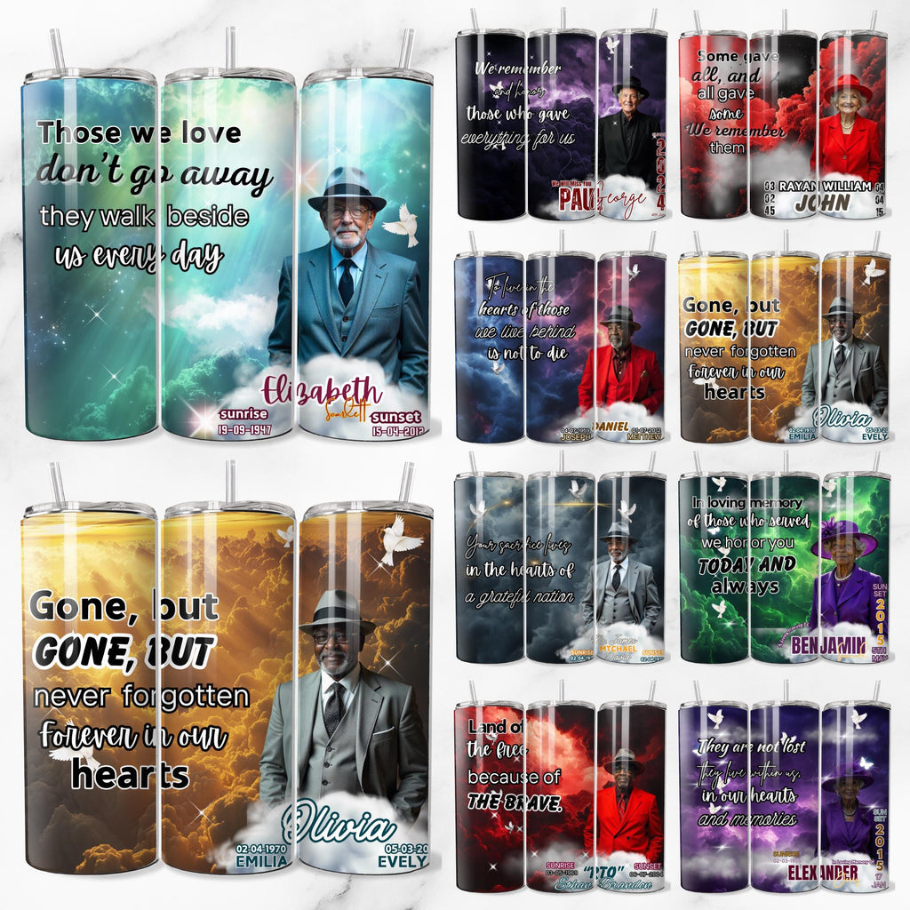 20 In Loving Memory Tumbler Canva Editable Template, Memorial Canva Editable Template, Add your Own Photo Canva Tumbler, Digital Download - Editable Memorial Canva Template