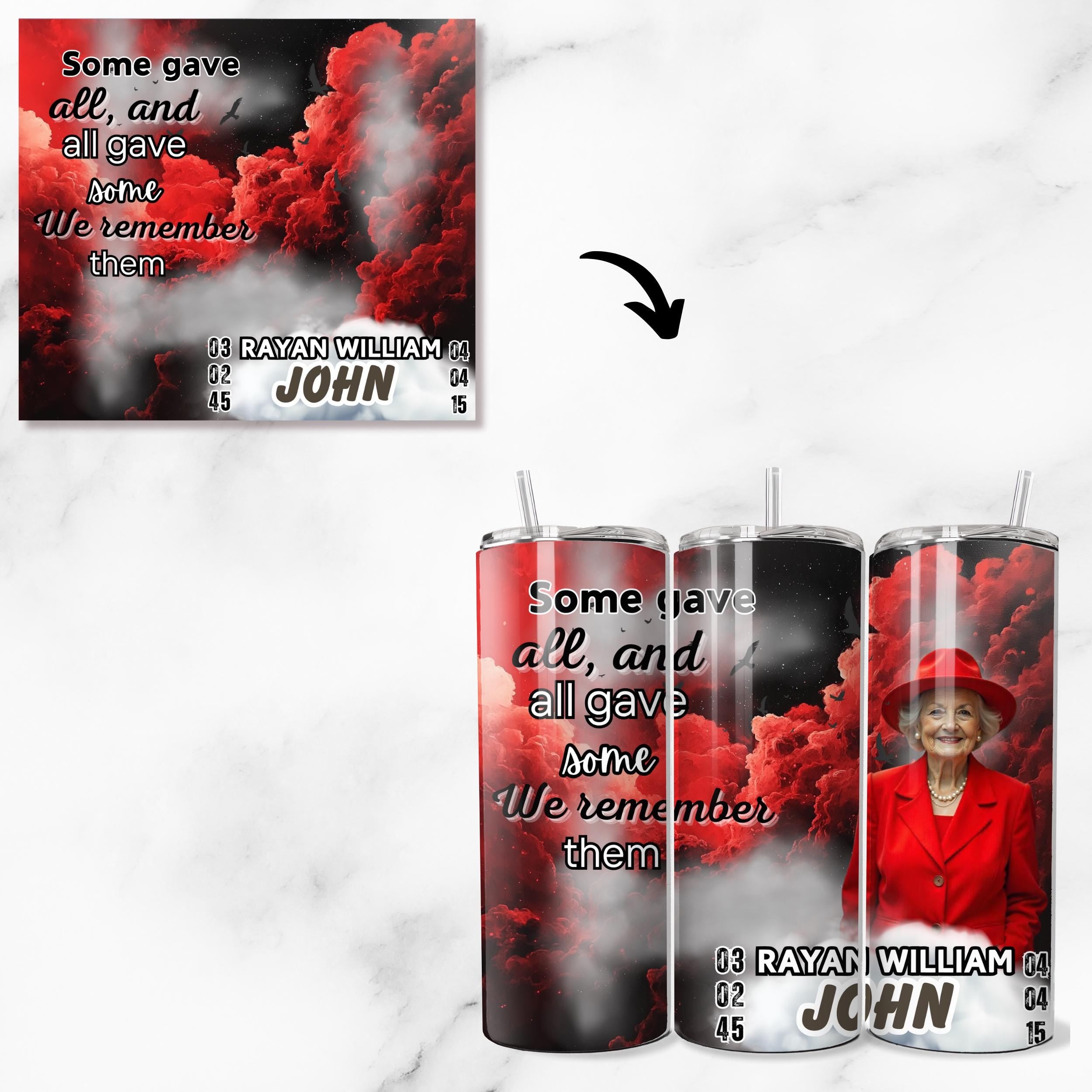 20 In Loving Memory Tumbler Canva Editable Template, Memorial Canva Editable Template, Add your Own Photo Canva Tumbler, Digital Download - Editable Memorial Canva Template