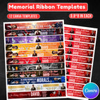 12 In Loving Memory Ribbon Canva Editable Template, Memorial Ribbon Templates, Rest in Piece Ribbon Design, Funeral Memorial Template - Editable Memorial Canva Template