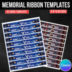 12 In Loving Memory Ribbon Canva Editable Template, Memorial Ribbon Templates, Rest in Piece Ribbon Design, Funeral Memorial Template - Editable Memorial Canva Template