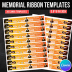 12 In Loving Memory Ribbon Canva Editable Template, Memorial Ribbon Templates, Rest in Piece Ribbon Design, Funeral Memorial Template - Editable Memorial Canva Template