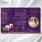 Purple & Gold Funeral Program Template, Tri-Fold(17x11) Funeral Program, Obituary Celebration Of Life Program, In Loving Memory Templates - Editable Memorial Canva Template