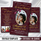 Funeral Program Canva Editable Template, Tri-Fold(17x11) Funeral Program, Obituary Celebration Of Life Program, In Loving Memory Templates - Editable Memorial Canva Template