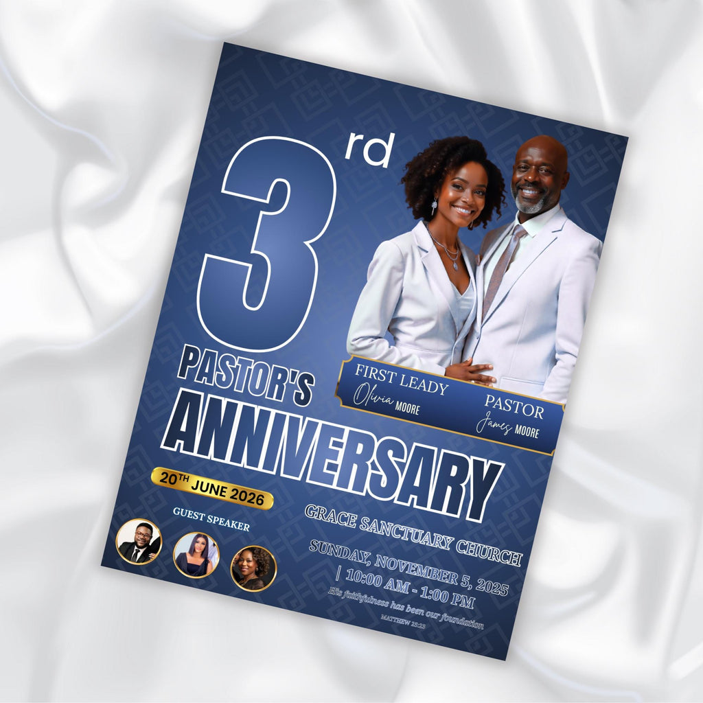6 Pages Pastoral Anniversary Program Template, Memorial Funeral Program, Church Program Template, Obituary Celebration Of Life Program - Editable Memorial Canva Template