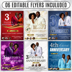 6 Pages Pastoral Anniversary Program Template, Memorial Funeral Program, Church Program Template, Obituary Celebration Of Life Program - Editable Memorial Canva Template