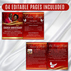 04 Pages Church Anniversary Program Template, Editable Bifold 8.5x11” Design, Church Appreciation Program, Anniversary & Faith Celebration - Editable Memorial Canva Template