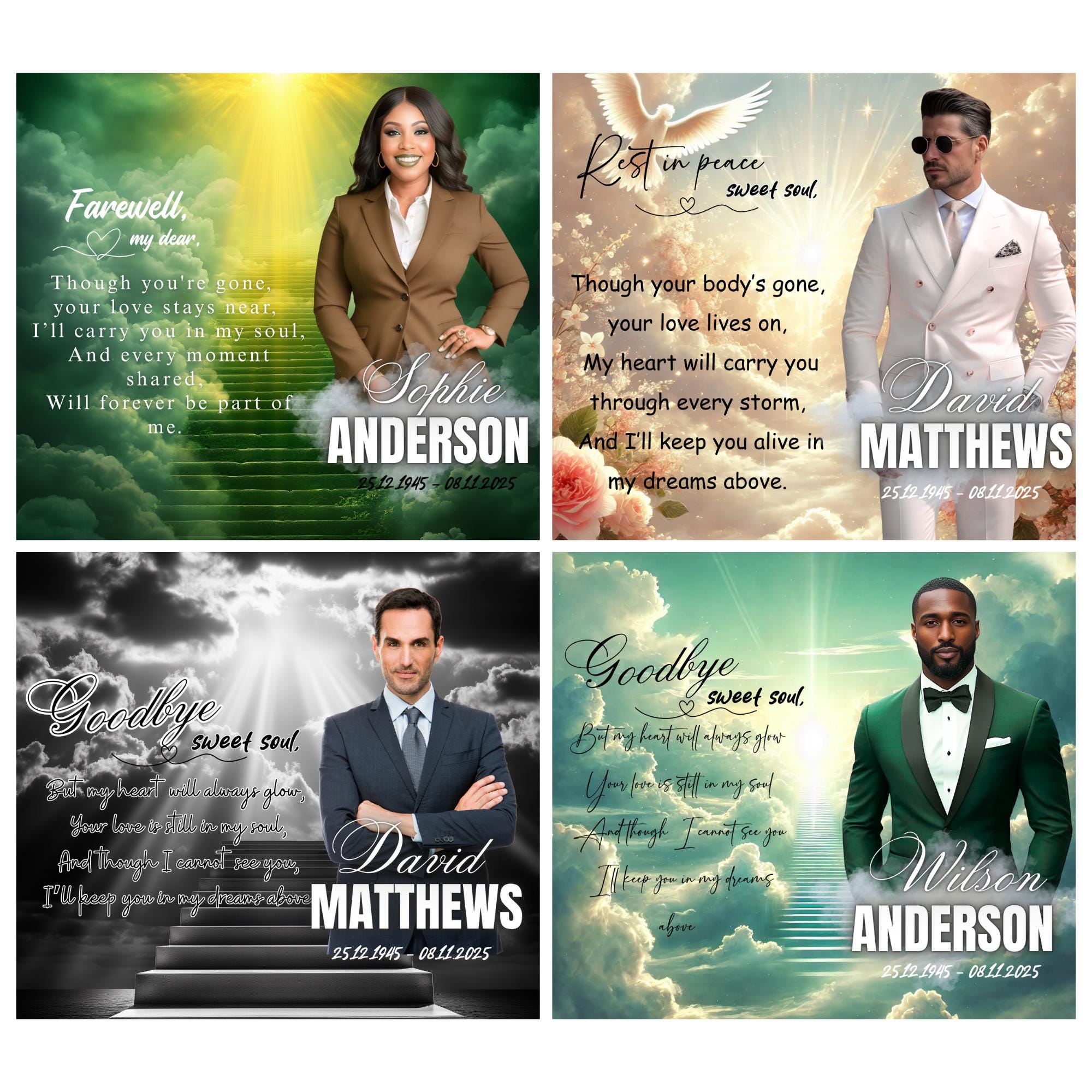 25 Memorial Canva Editable Designs, In Loving Memory Canva Editable Templates, Rest In Peace Template, Funeral & Celebration of Life - Editable Memorial Canva Template