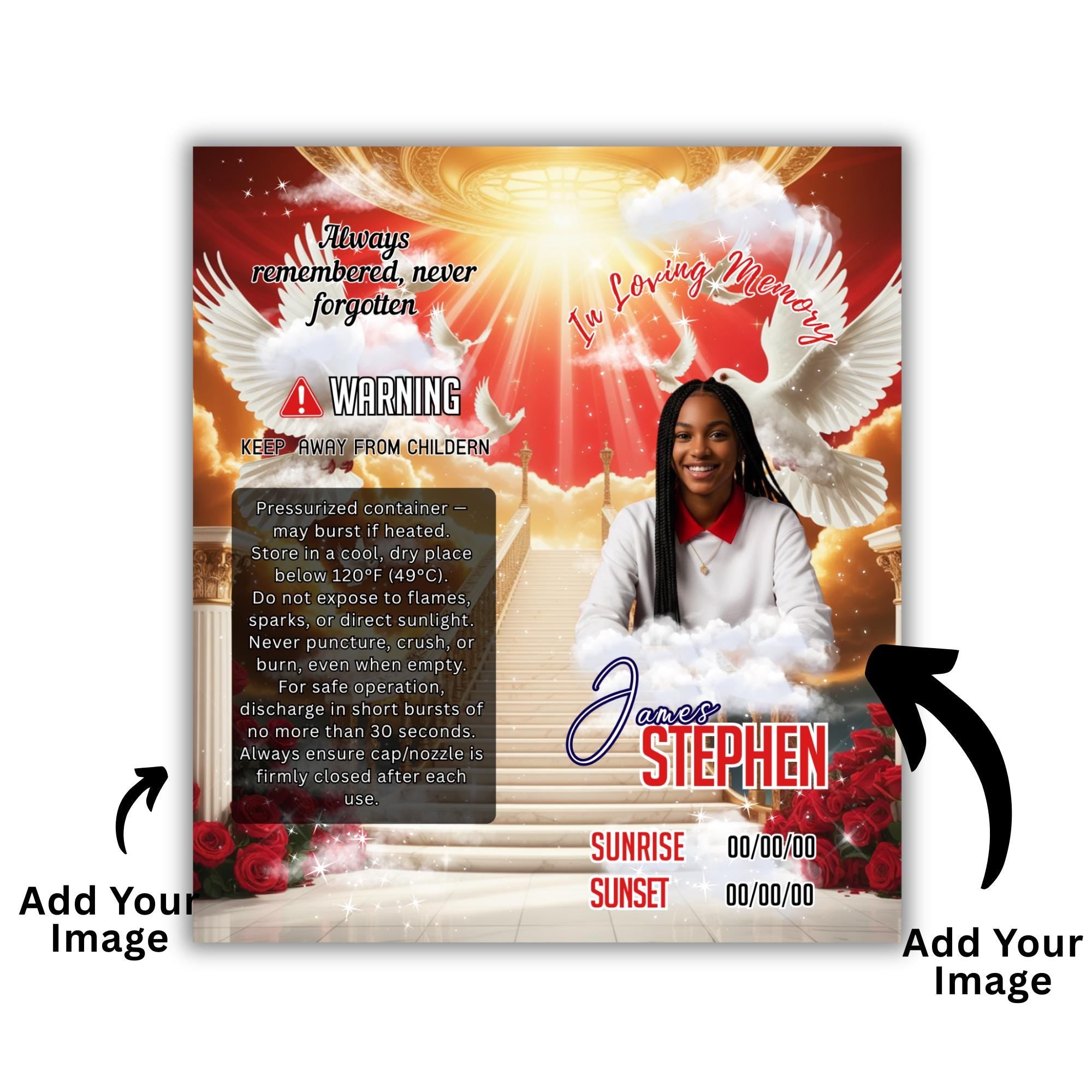 10 Memorial Red Lighter Canva Editable Template, In Loving Memory Template, RIP Lighter Label, Memorial Funeral Keeksake, Digital Download - Editable Memorial Canva Template