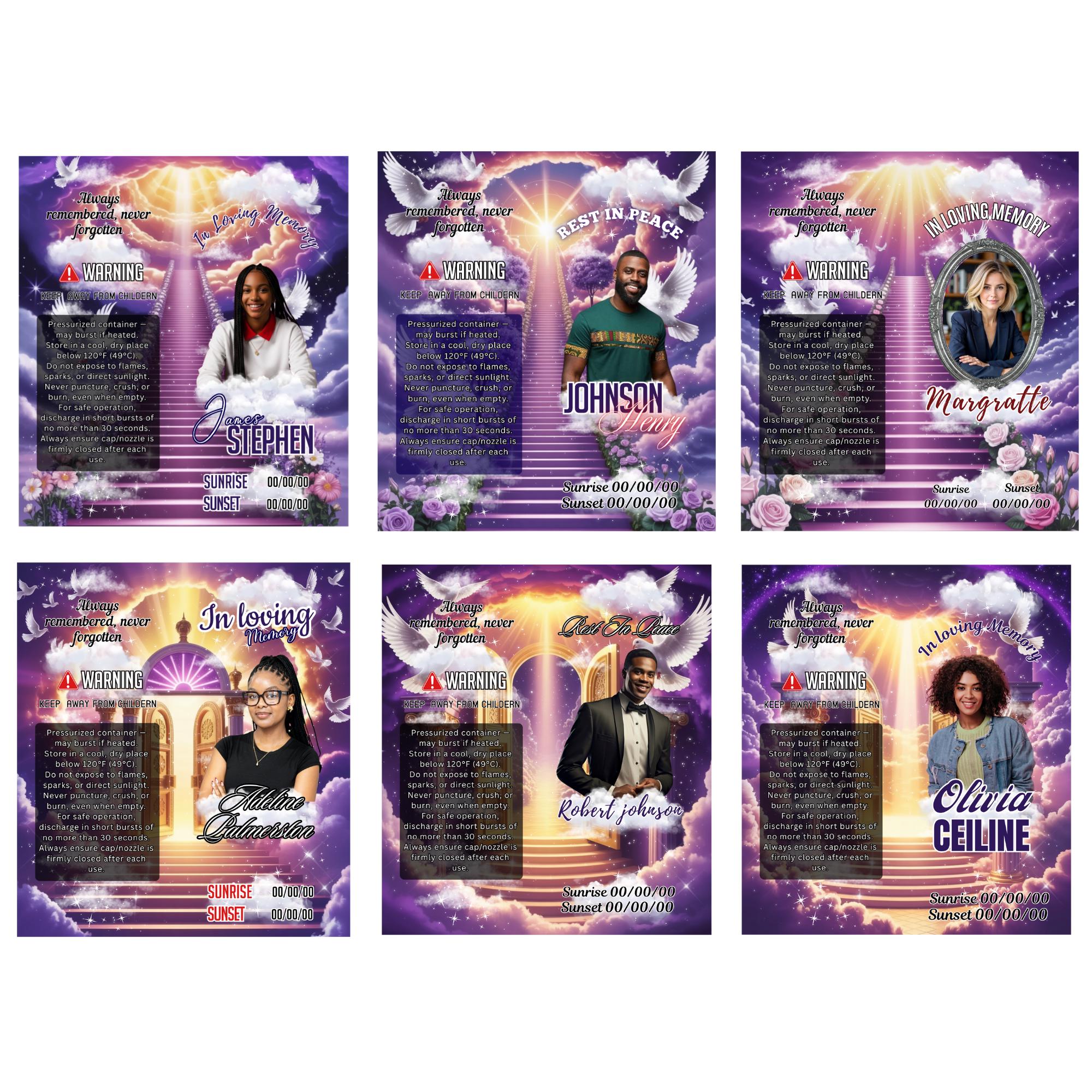 10 Memorial Purple Lighter Canva Editable Template, In Loving Memory Template, RIP Lighter Label, Memorial Funeral Keeksake,Digital Download - Editable Memorial Canva Template