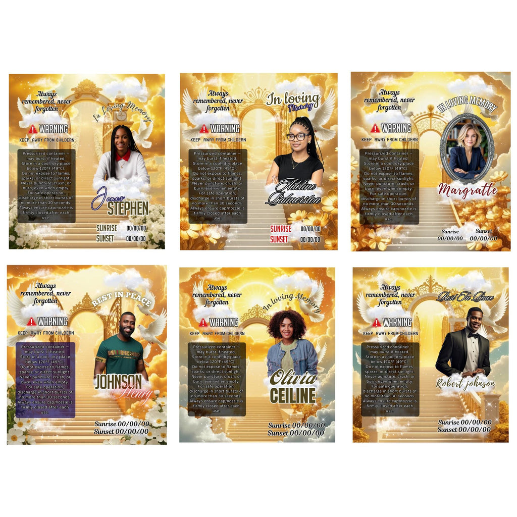 10 Memorial Yellow Lighter Canva Editable Template, In Loving Memory Template, RIP Lighter Label, Memorial Funeral Keeksake,Digital Download - Editable Memorial Canva Template