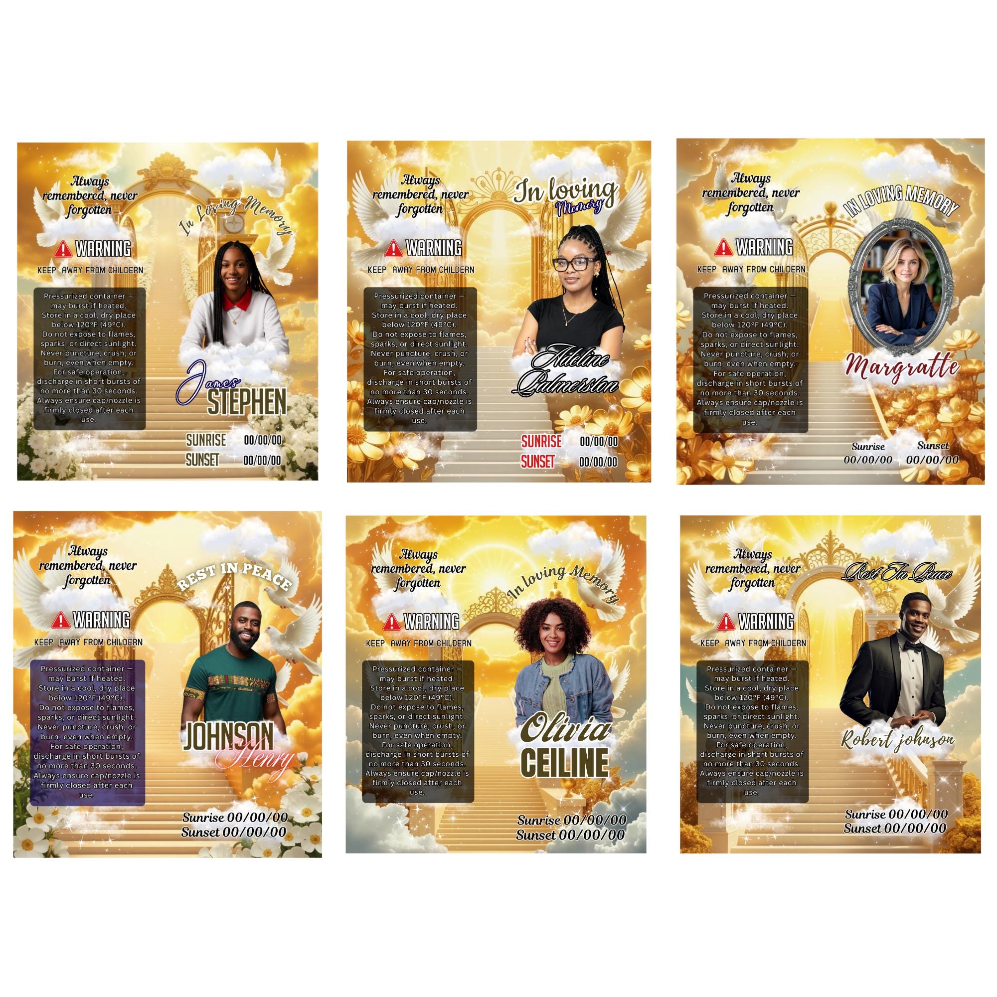 10 Memorial Yellow Lighter Canva Editable Template, In Loving Memory Template, RIP Lighter Label, Memorial Funeral Keeksake,Digital Download - Editable Memorial Canva Template