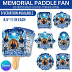 06 Blue Memorial Paddle Fan Canva Editable Template, In Loving Memory Fan, Celebration of Life Paddle Fan, In Loving Memory Handheld Tribute - Editable Memorial Canva Template