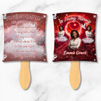 06 Red In Loving Memory Paddle Fan Canva Editable Template, Memorial Fan, Celebration of Life Paddle Fan, In Loving Memory Handheld Tribute - Editable Memorial Canva Template