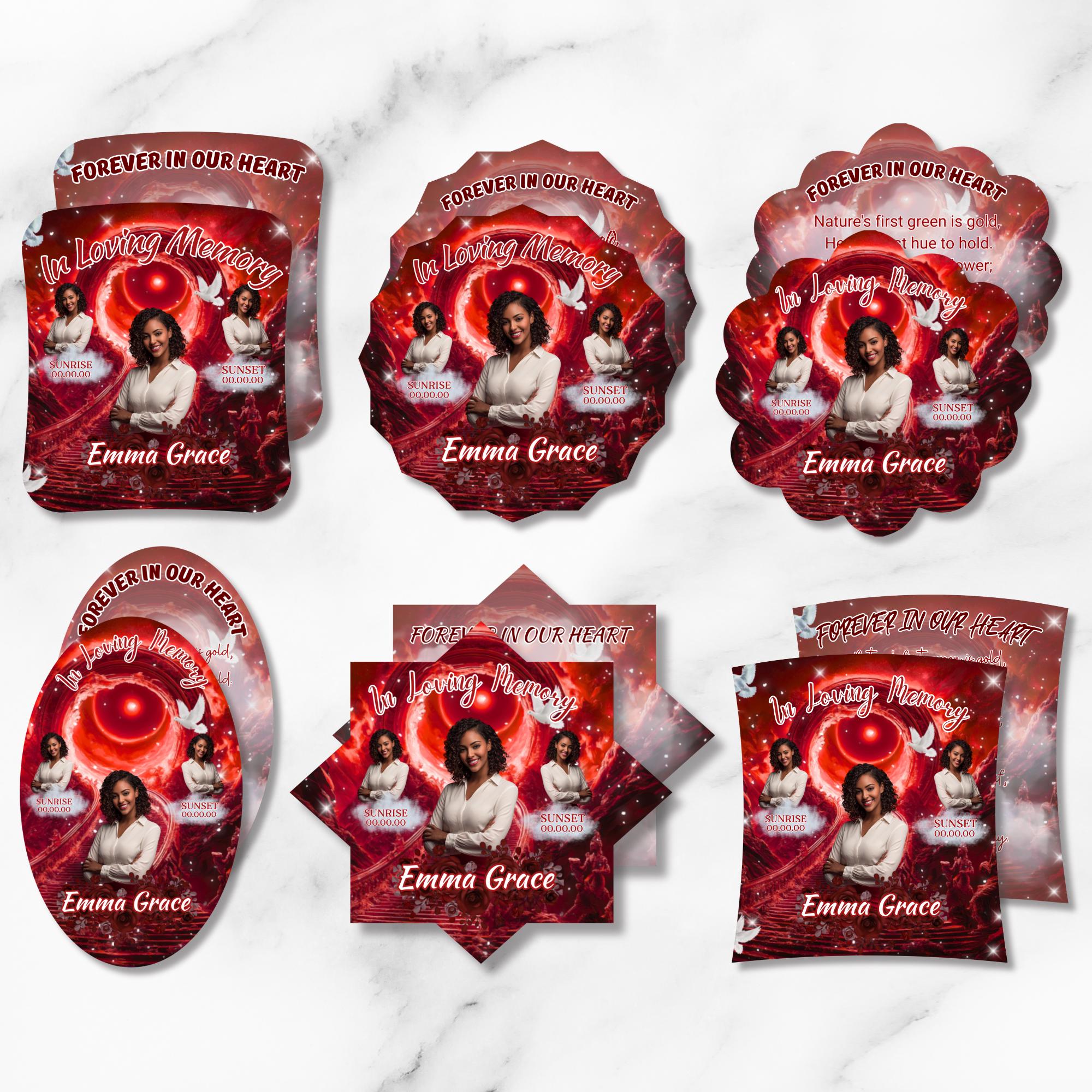 06 Red In Loving Memory Paddle Fan Canva Editable Template, Memorial Fan, Celebration of Life Paddle Fan, In Loving Memory Handheld Tribute - Editable Memorial Canva Template