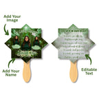 06 Green Memorial Paddle Fan Editable Template, In Loving Memory Fan, Celebration of Life Paddle Fan, In Loving Memory Handheld Tribute - Editable Memorial Canva Template