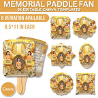 06 Yellow Memorial Paddle Fan Editable Template, In Loving Memory Fan, Celebration of Life Paddle Fan, In Loving Memory Handheld Tribute - Editable Memorial Canva Template