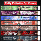 15 In Loving Memory Ribbon Canva Editable Template, Rest in Piece Ribbon Design, Funeral memorial Template, Memorial Ribbon Template - Editable Memorial Canva Template