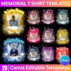 20 In Loving Memory T Shirt Canva Editable Templates, In Loving Memory Templates, Memorial Canva Template, Funeral & Celebration of Life - Editable Memorial Canva Template
