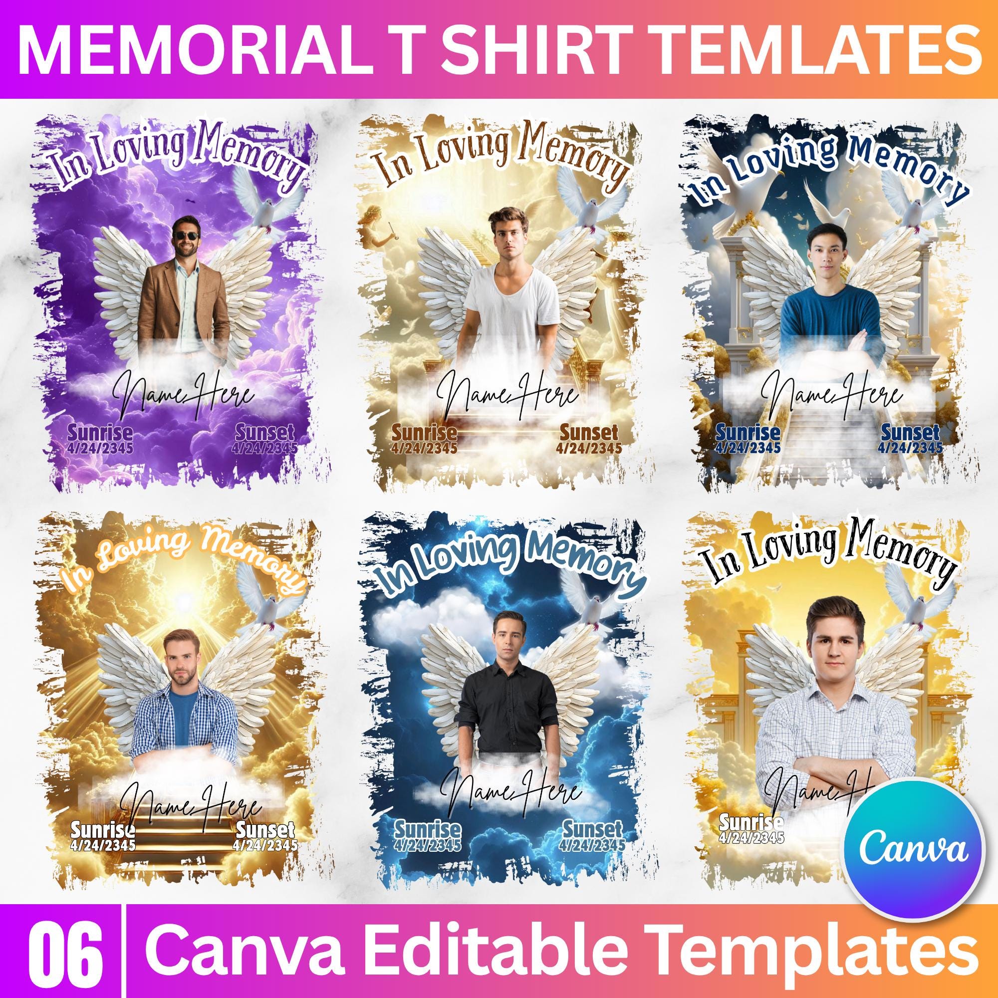 06 In Loving Memory T Shirt Canva Editable Templates, In Loving Memory Templates, Memorial Canva Template, Funeral & Celebration of Life - Editable Memorial Canva Template