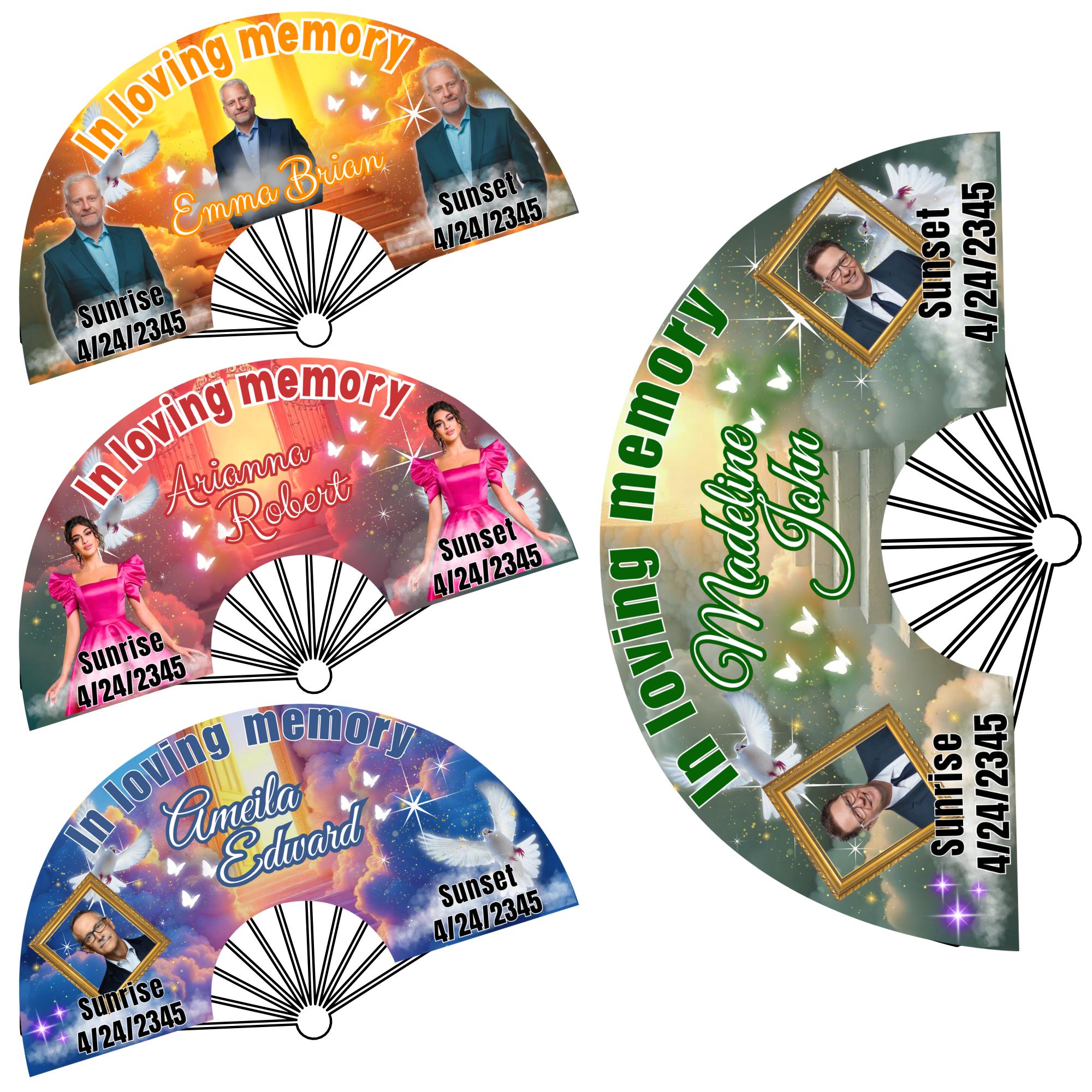 10 In Loving Memory Clack Fan Canva Editable Templates, In Loving Memory Templates, Memorial Canva Template, Funeral Memorial Clack Fan - Editable Memorial Canva Template