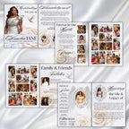 08 Pages White Funeral Program Template, Bi-Fold Funeral Program, Obituary Celebration Of Life Program, Digital Download - Editable Memorial Canva Template